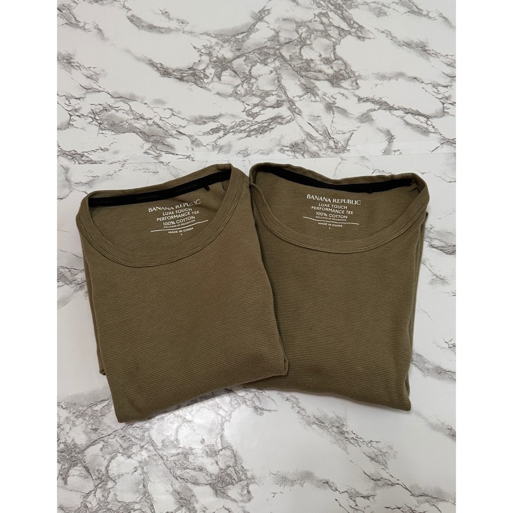 Banana Republic Luxe Touch Performance Tee Olive Green Ribbed Mens Size L Lot 2